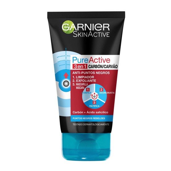 Garnier pureactive 3in1 gel limpiador puntos negros 150ml